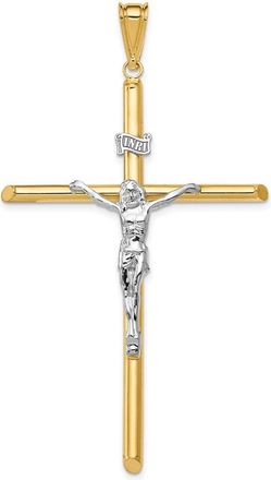 Diamond2Deal 14k Two-tone Gold Polished Jesus Crucifix Pendant