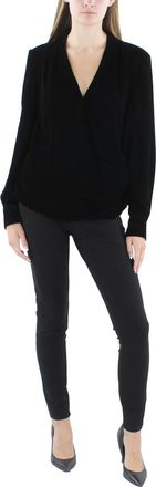 Ralph Lauren Lauren Ralph Lauren Womens Velvet Surplice Blouse Black
