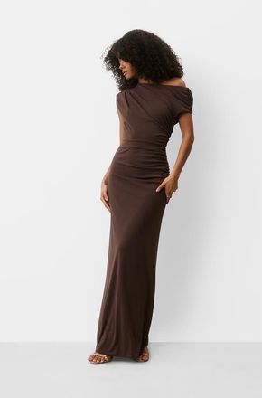 Six Stories Asymmetric Neck Sculpt Bridesmaid Dress in Chocolate at Nordstrom, Size 12