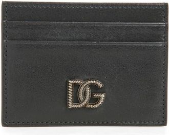 Dolce & Gabbana DG Logo Leather Card Case in Black at Nordstrom