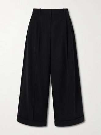 The Row Pantaloni A Gamba Larga In Lana Lior - Nero