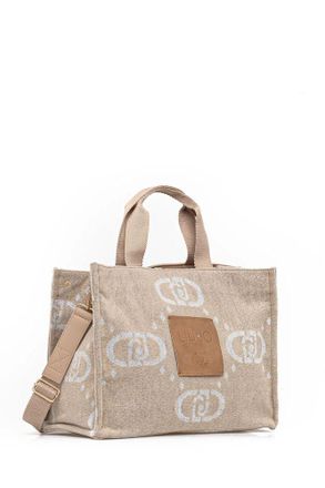 Liu Jo Structured Polyester Shoulder Bag - Beige
