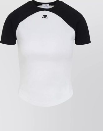 Courr&egrave;ges cotton logo print short sleeve t-shirt