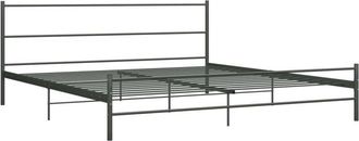 vidaXL 284684 Bed Frame without Mattress Grey Metal 180x200 cm Super King Vidaxl