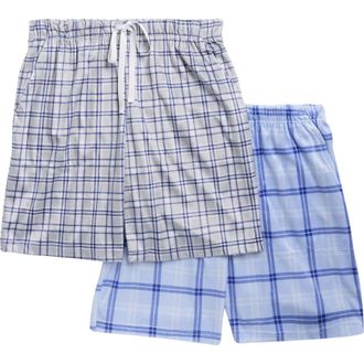 Geoffrey Beene 2-Pack Assorted Plaid Pajama Shorts in Blue Multi at Nordstrom Rack, Size X-Large