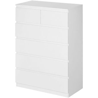 HOMCOM Homcom - Cassettiera da camera 6 Cassetti in Legno Truciolato 80x39x115 cm Bianca
