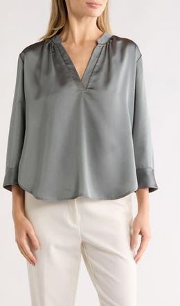 Renee C V-Neck Satin Top in Olive at Nordstrom Rack, Size X-Large