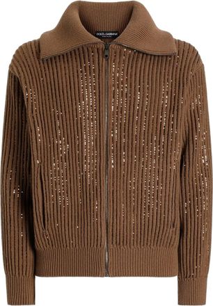 Dolce & Gabbana zip-up ribbed cardigan - Brown