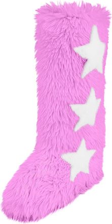 Generic Women Furry Faux Fur Snow Boots Fluffy Fuzzy Comfy Knee High Boot Round Toe Flat Shoes Warm Winter Long Shoes Round Toe Mid Tube Comfortable Womens Wi