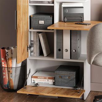 Vicco Conjunto De Escritorio Tomy, Blanco/roble Dorado, 150 X 59 Cm Juego De 3 Como 2 Estantes+escritorio, Vicco