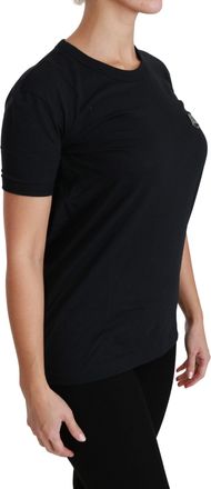 Dolce & Gabbana Womens Blue Amore Patch Crewneck Cotton Top T-Shirt