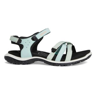Ecco Ecco Offroad Roam Leather Textile Womens Hook and Loop Sandals - Emerald Dusty Peach - Size:UK 5-5.5