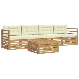vidaXL Conjunto De Sof&aacute;s De Exterior Con Coj&iacute;n 5 Pcs Blanco Y Crema Vidaxl