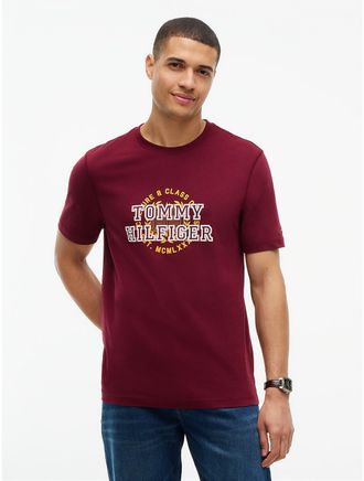 Tommy Hilfiger Mens Circle Varsity Logo T-Shirt - Burgundy - XL