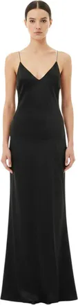 Tom Ford Black Solid V Neck Maxi Dress