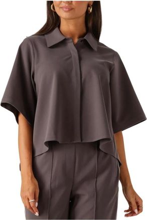 Est'seven Overhemden, Dames, Bruin, 2Xl, Wol, Grijze Alijah Blouse voor Stijlvol Comfort