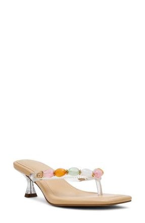 Anne Klein Gwenn Stone Embellished Thong Sandal in Nude Vinyl at Nordstrom, Size 10