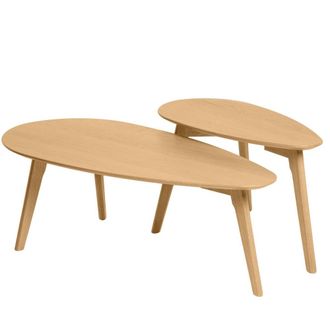 Koketto Home Set de mesas ovaladas de roble