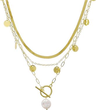 Adornia Adornia 14K Plated 3-Layer Toggle Necklace