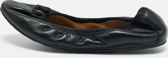 Ferragamo Black Leather My Joy Scrunch Ballet Flats