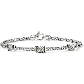 John Hardy Icon Stud Pav&eacute; Diamond Bracelet in Silver at Nordstrom, Size Medium