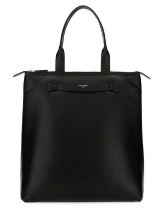 Dolce & Gabbana Black Logo Top Zip Large Tote