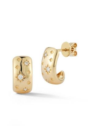 Dana Rebecca Designs Cynthia Rose Starburst Hoop Earrings in Yellow Gold at Nordstrom