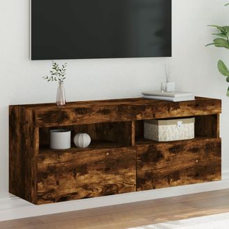 vidaXL Vidaxl - Mueble De Tv De Pared Con Luces Led Roble Ahumado 100x30x40 Cm