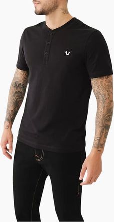 True Religion Mens True Religion 108426 Mens Henley T Shirt - Black - Size: 38
