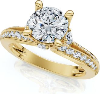 Pompeii3 12.30Ct Diamond Wide Fashion Ring Emerald & Oval Cut Gold Lab Grown Band