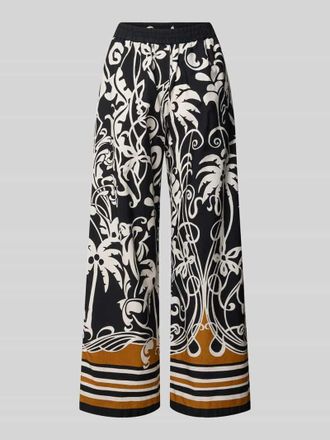 Emily van den Bergh Wide Fit Stoffhose mit floralem Allover-Print in Black, Gr&ouml;&szlig;e 36