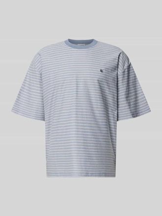 Carhartt Work in Progress T-Shirt mit Logo-Stitching Modell Dupree in Rauchblau, Gr&ouml;&szlig;e XXL