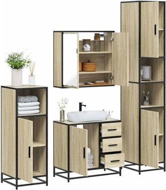 vidaXL Vidaxl - Juego De Muebles De Ba&ntilde;o 4 Pzas Contrachapada Roble Sonoma