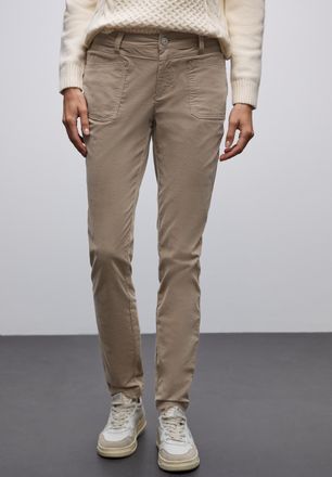 Street One Cordhose STREET ONE Style Yulius, Damen, Gr. 44, L&auml;nge 32, flowing beige, Web, Obermaterial: 98% Baumwolle, 2% Elasthan, unifarben, lang, Hosen Cordho