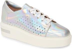 Linea Paolo Kendra Platform Sneaker in Silver Iridescent Leather at Nordstrom Rack, Size 9.5