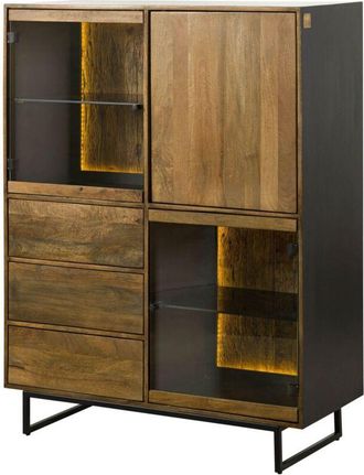 Massivmoebel24 Credenza in legno di Mango / Legno riciclato 111x47x145 Laccato / nero / naturale davis 30