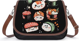 Generic Cute Sushi1 And Rice Crossbody Bag Womens Handbag PU Message Bags Shoulder Purse with Adjustable Strap