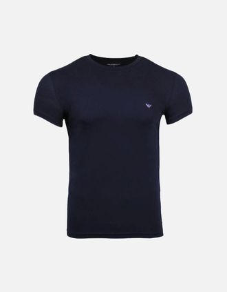 Emporio Armani Mens Emporio Armani Shiny Logo Organic Cotton T-Shirt, Armani Blue - Black - Size: 38