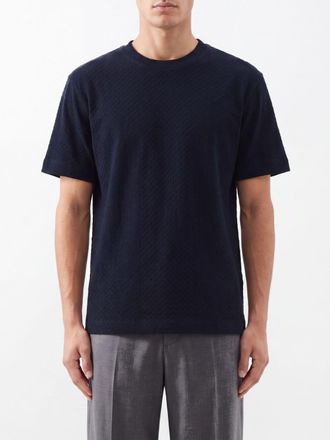 Emporio Armani T-shirt in cotone a girocollo con logo tono su tono