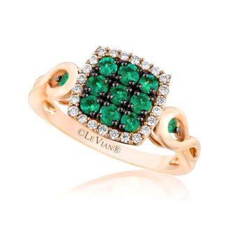 Le Vian Ladies Costa Smeralda Emeralds Rings set in 14K Strawberry Gold