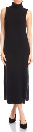 Karen Kane Turtleneck Sleeveless Sweater Midi Dress in Black at Nordstrom, Size X-Small