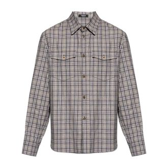 Versace Heren, Overhemden, Grijs, Maat: XL Wol