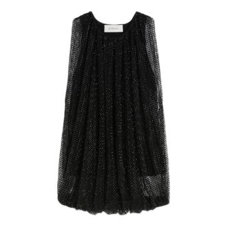 Max Mara Blouses, female, Black, Size: M Mesh Top with Crystals