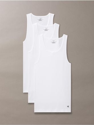 Calvin Klein Mens Cotton Classics 3-Pack Tank Top - White - XL