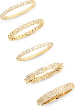 Nordstrom Rack Set of 5 CZ Stackable Rings in Clear- Gold at Nordstrom Rack, Size 6