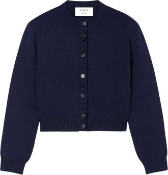 R&oacute;he Statement Shoulder Cardigan - Dames - Truien - Blauw - Maat: M Wol