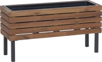 Hhg [nunca Usado] Jardinera Hhg-453, Jardinera De Exterior De Acero Color Acacia, 36 X 62 X 22 Cm, Con Certificaci&oacute;n Mvg, Marr&oacute;n