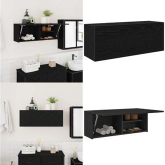 vidaXL Mobile da Bagno a Parete Nero 80x25x30 cm in Legno Multistrato - Armadio da bagno - Armadio in truciolato