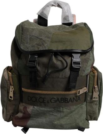 Dolce & Gabbana Camouflage Trekkoord Rugzak - Heren - Rugzakken - Groen - ONE Size - Tassen