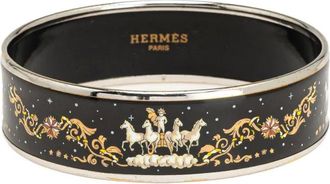 Herm&egrave;s 1900s Cloisonne Bangle 65 brede emaille armband - Zwart